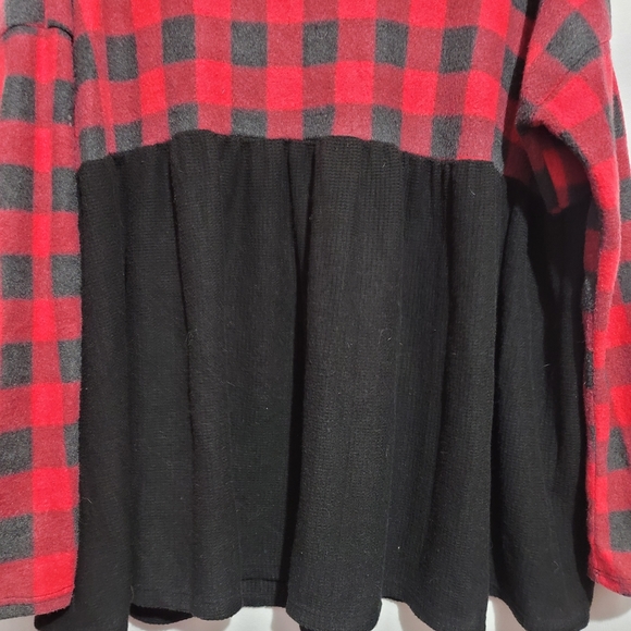 ces femme long sleeve buffalo check waffle thermal flowly bottom hem - Picture 9 of 14